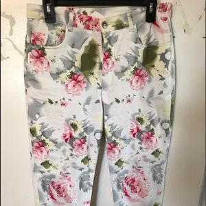 White Pink and Green XL button pant